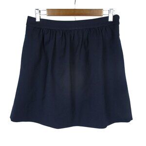 J. CREW Women's A-line Mini Skirt Size 6 Navy Blue Side Zipper Pockets Preppy